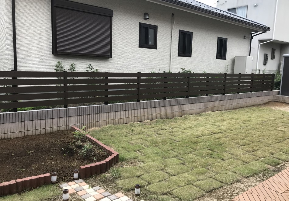 ブロックだけの境界を目隠しフェンスでおしゃれに 水戸市 茨城県水戸市 外構 エクステリア ガーデンライフmito